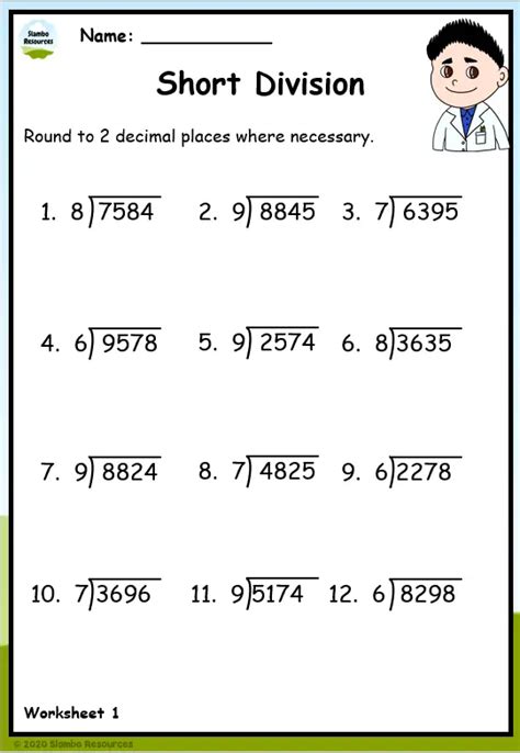 Grade 6 Division Worksheet .